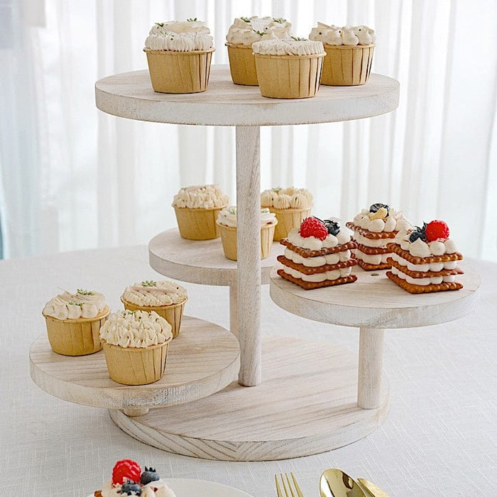 4-Tier 14" Wooden Cake Stand with Round Trays - White CAKE_WOD022_12_WHT