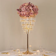4-Tier 38" Crystal Metal Chandelier Floral Stand with Round Frame - Gold and Clear CHDLR_070R_4T_GOLD