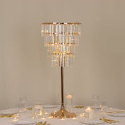 4-Tier 38" Crystal Metal Chandelier Floral Stand with Round Frame - Gold and Clear CHDLR_070R_4T_GOLD