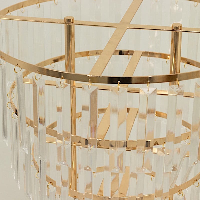 4-Tier 38" Crystal Metal Chandelier Floral Stand with Round Frame - Gold and Clear CHDLR_070R_4T_GOLD