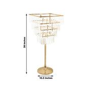 4-Tier 38" Crystal Metal Chandelier Floral Stand with Square Frame - Gold and Clear CHDLR_070S_4T_GOLD