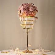 4-Tier 38" Crystal Metal Chandelier Floral Stand with Square Frame - Gold and Clear CHDLR_070S_4T_GOLD
