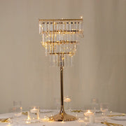 4-Tier 38" Crystal Metal Chandelier Floral Stand with Square Frame - Gold and Clear CHDLR_070S_4T_GOLD