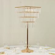 4-Tier 38" Crystal Metal Chandelier Floral Stand with Square Frame - Gold and Clear CHDLR_070S_4T_GOLD