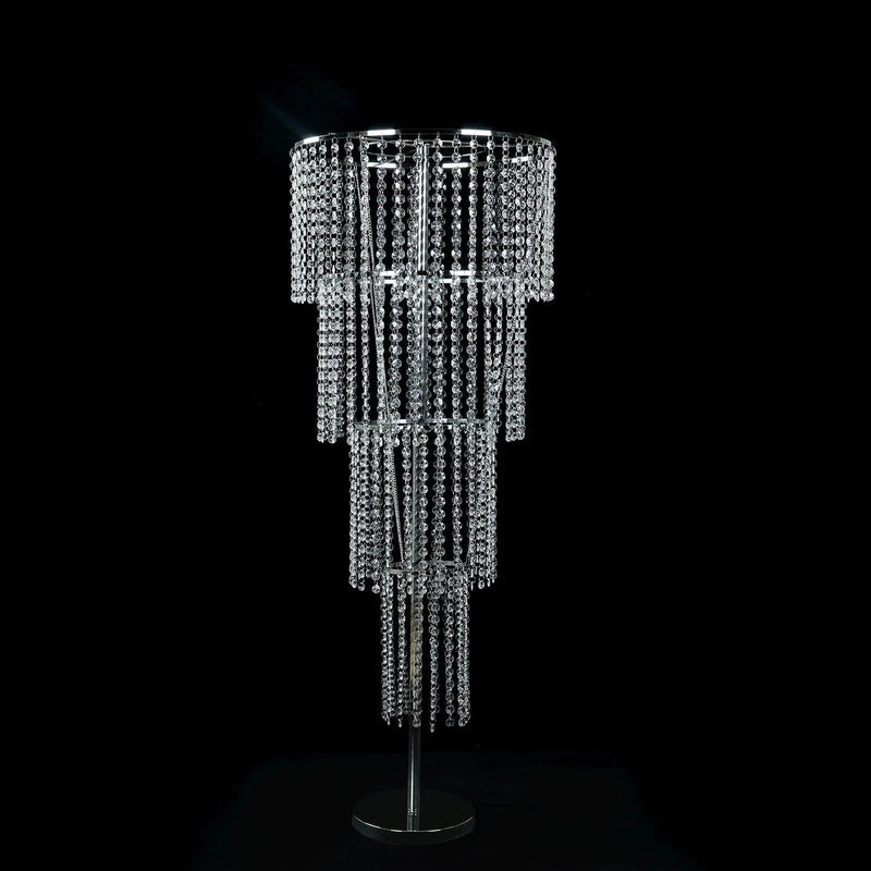 4-Tier Acrylic Beaded Chandelier Floral Stand - Silver CHDLR_072_47_SILV