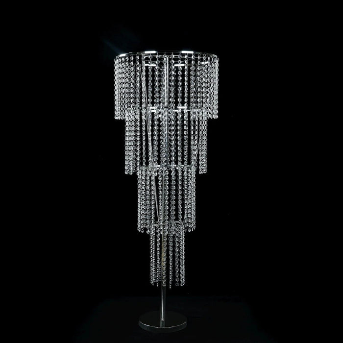 4-Tier Acrylic Beaded Chandelier Floral Stand - Silver CHDLR_072_47_SILV