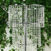 4-Tier Acrylic Beaded Chandelier Floral Stand - Silver CHDLR_072_47_SILV