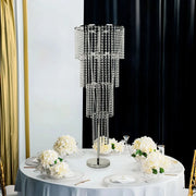 4-Tier Acrylic Beaded Chandelier Floral Stand - Silver CHDLR_072_47_SILV