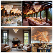 4-Tier Round Crystal Pendant Chandelier with Metal Frame - Clear and Gold CHDLR_HANG070R_4T_GOLD