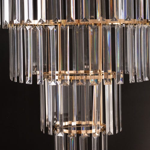 4-Tier Round Crystal Pendant Chandelier with Metal Frame - Clear and Gold CHDLR_HANG070R_4T_GOLD