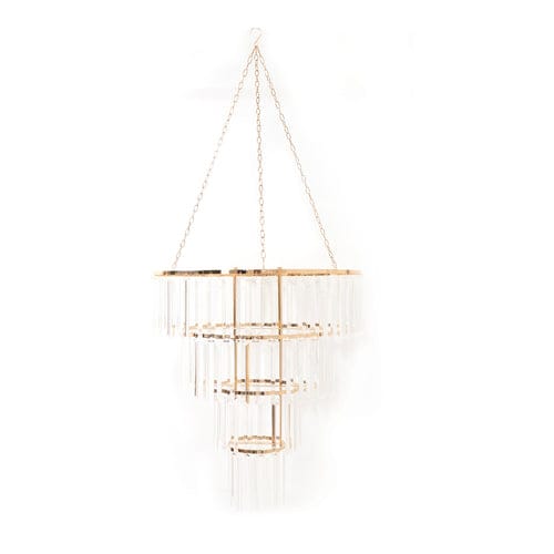 4-Tier Round Crystal Pendant Chandelier with Metal Frame - Clear and Gold CHDLR_HANG070R_4T_GOLD