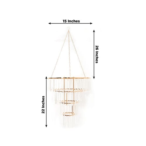 4-Tier Round Crystal Pendant Chandelier with Metal Frame - Clear and Gold CHDLR_HANG070R_4T_GOLD