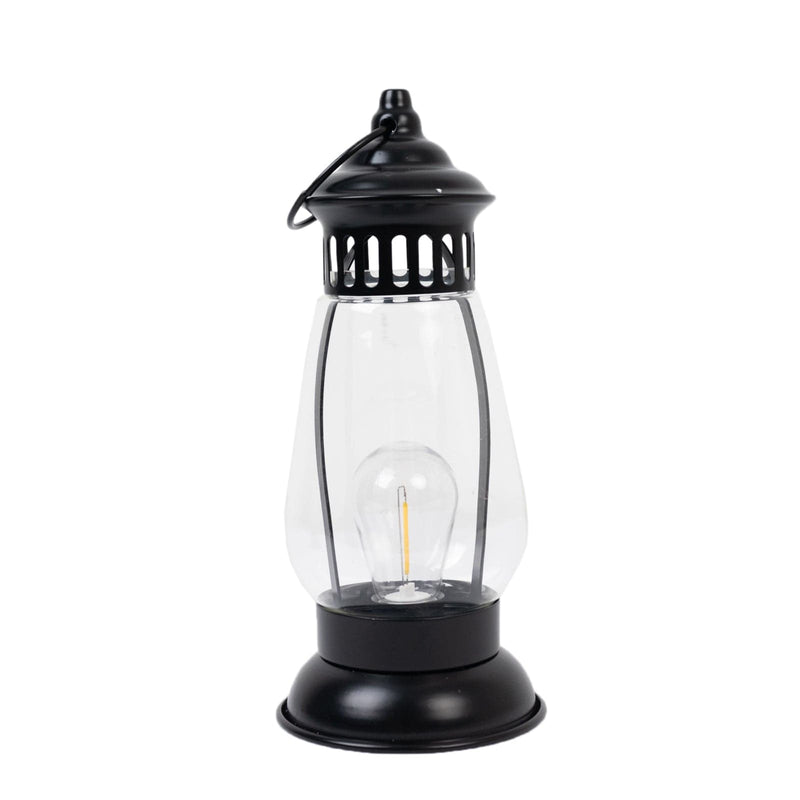 4 Vintage 10" Battery-Operated Metal LED Lanterns - Black CAND_LANT011_9_BLK