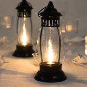 4 Vintage 10" Battery-Operated Metal LED Lanterns - Black CAND_LANT011_9_BLK