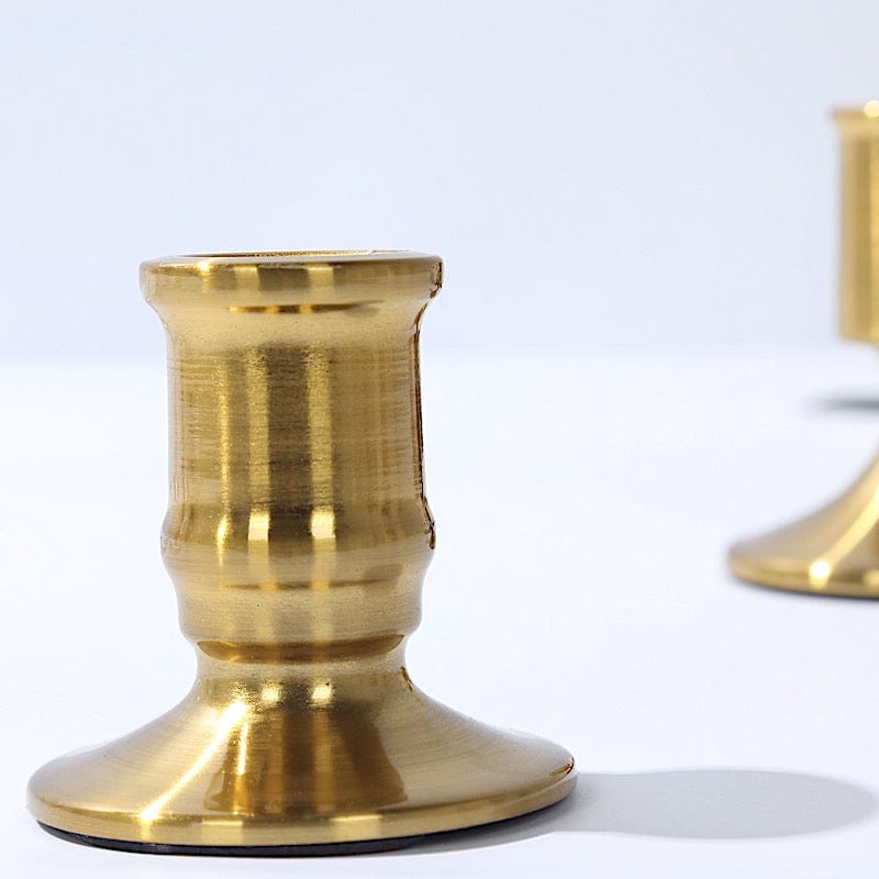 4 Vintage Metal Taper Candle Holders - Gold CAND_HOLD_TP010_GOLD