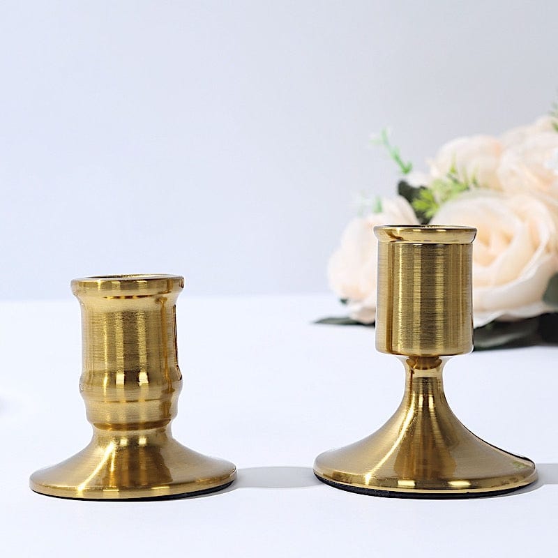 4 Vintage Metal Taper Candle Holders - Gold CAND_HOLD_TP010_GOLD