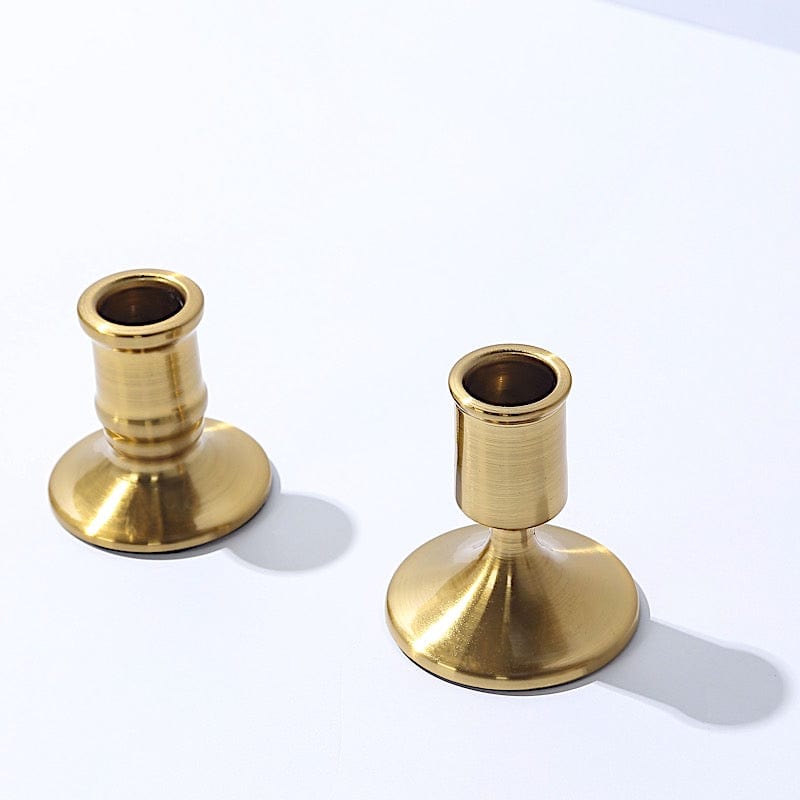 4 Vintage Metal Taper Candle Holders - Gold CAND_HOLD_TP010_GOLD