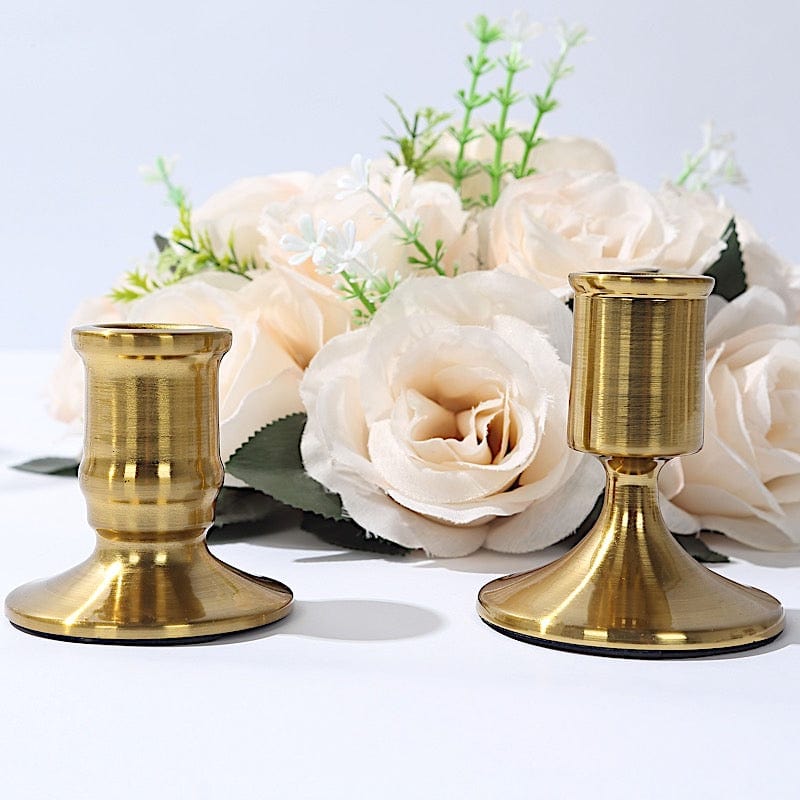 4 Vintage Metal Taper Candle Holders - Gold CAND_HOLD_TP010_GOLD