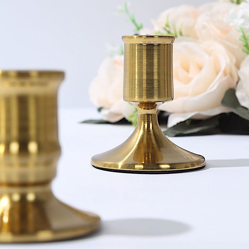 4 Vintage Metal Taper Candle Holders - Gold CAND_HOLD_TP010_GOLD