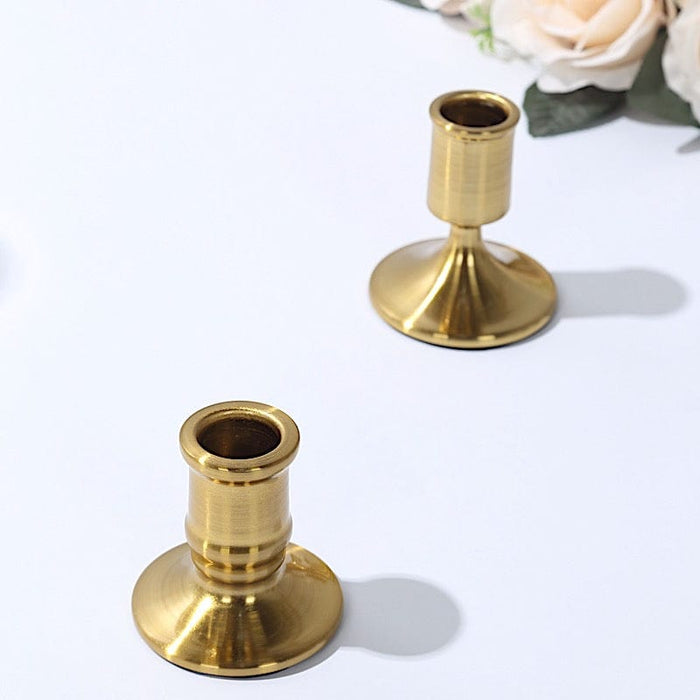 4 Vintage Metal Taper Candle Holders - Gold CAND_HOLD_TP010_GOLD