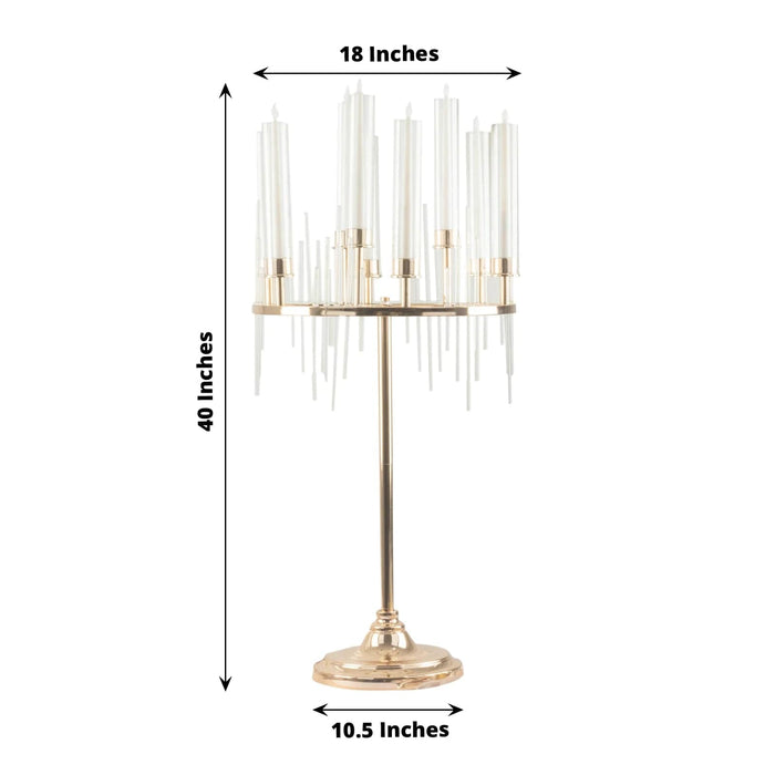 40" Round 9 Arm Cluster Taper Candelabra Candlestick Holder with Drip Accents - Gold CHDLR_CAND_035RND_9_GOLD