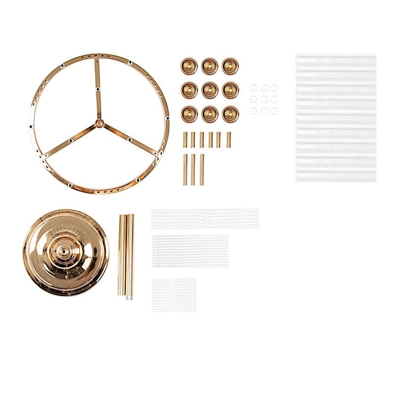 40" Round 9 Arm Cluster Taper Candelabra Candlestick Holder with Drip Accents - Gold CHDLR_CAND_035RND_9_GOLD