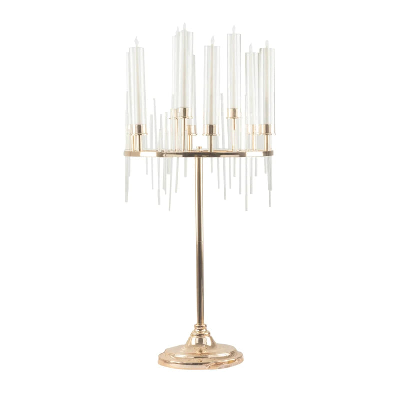 40" Round 9 Arm Cluster Taper Candelabra Candlestick Holder with Drip Accents - Gold CHDLR_CAND_035RND_9_GOLD
