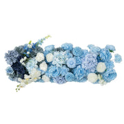 40" x 16" Pre-Arranged Assorted Silk Flower Runner ARTI_RUN_RS04_16X40_MIXBLUE