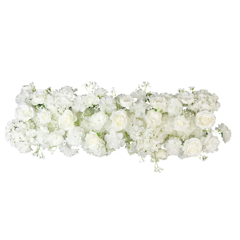 40" x 16" Pre-Arranged Assorted Silk Flower Runner ARTI_RUN_RS04_16X40_MIXWHT