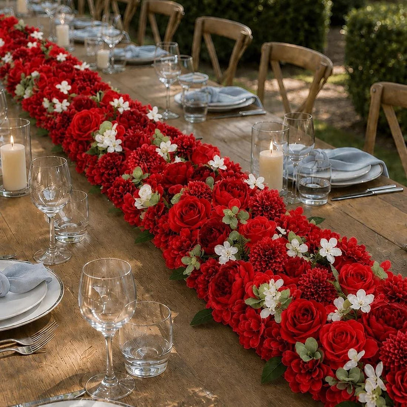 40" x 16" Pre-Arranged Silk Floral Runner Assorted Artificial Flowers
