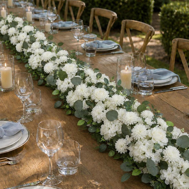 40" x 16" Pre-Arranged Silk Floral Runner Assorted Artificial Flowers