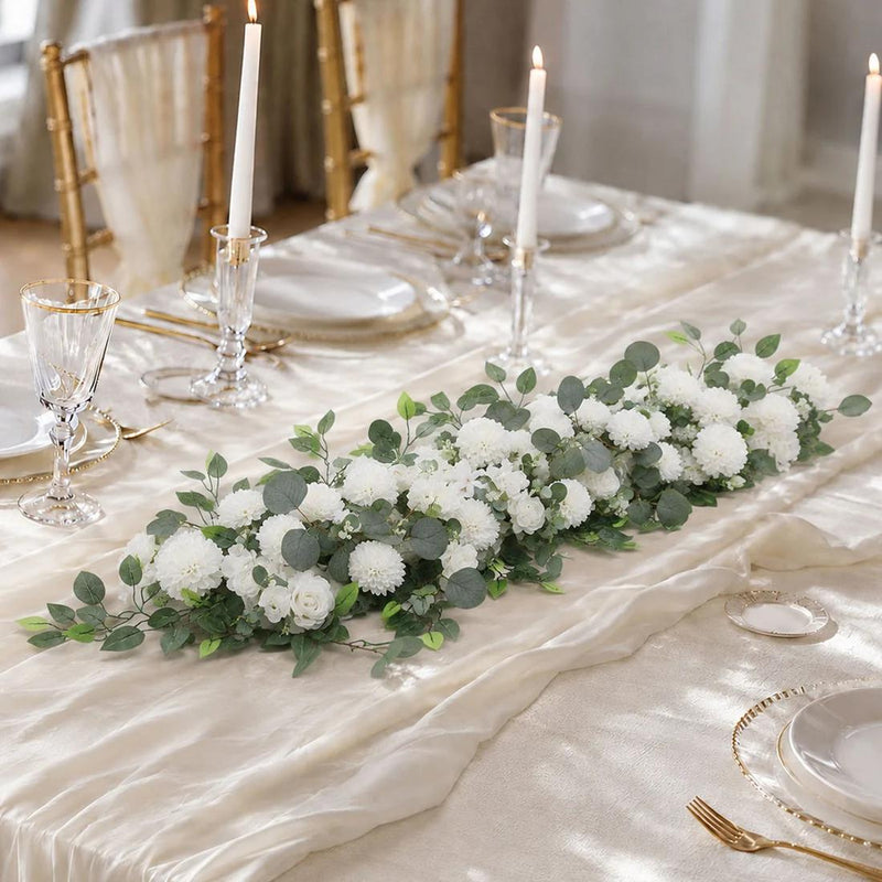 40" x 16" Pre-Arranged Silk Floral Runner Assorted Artificial Flowers