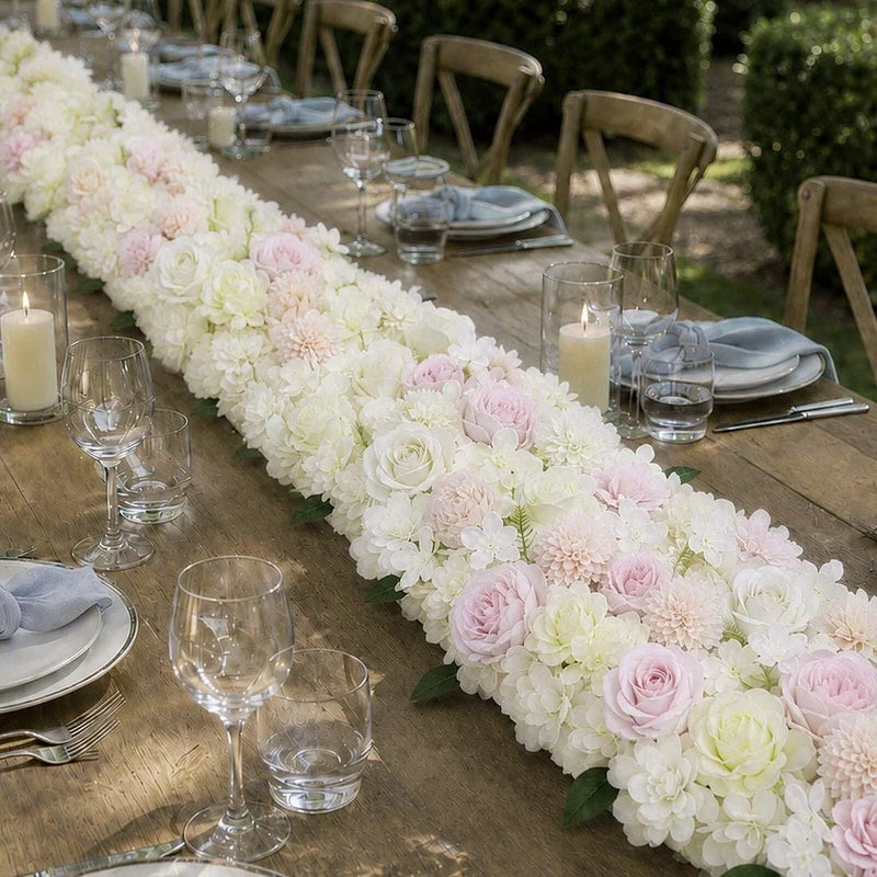 40" x 16" Pre-Arranged Silk Floral Runner Assorted Artificial Flowers