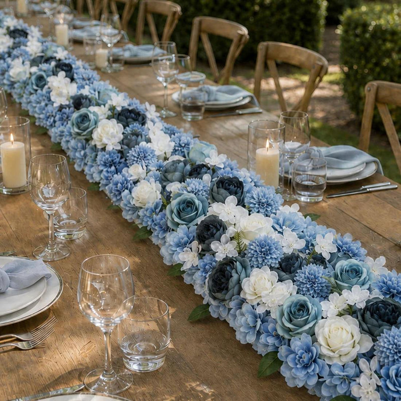 40" x 16" Pre-Arranged Silk Floral Runner Assorted Artificial Flowers