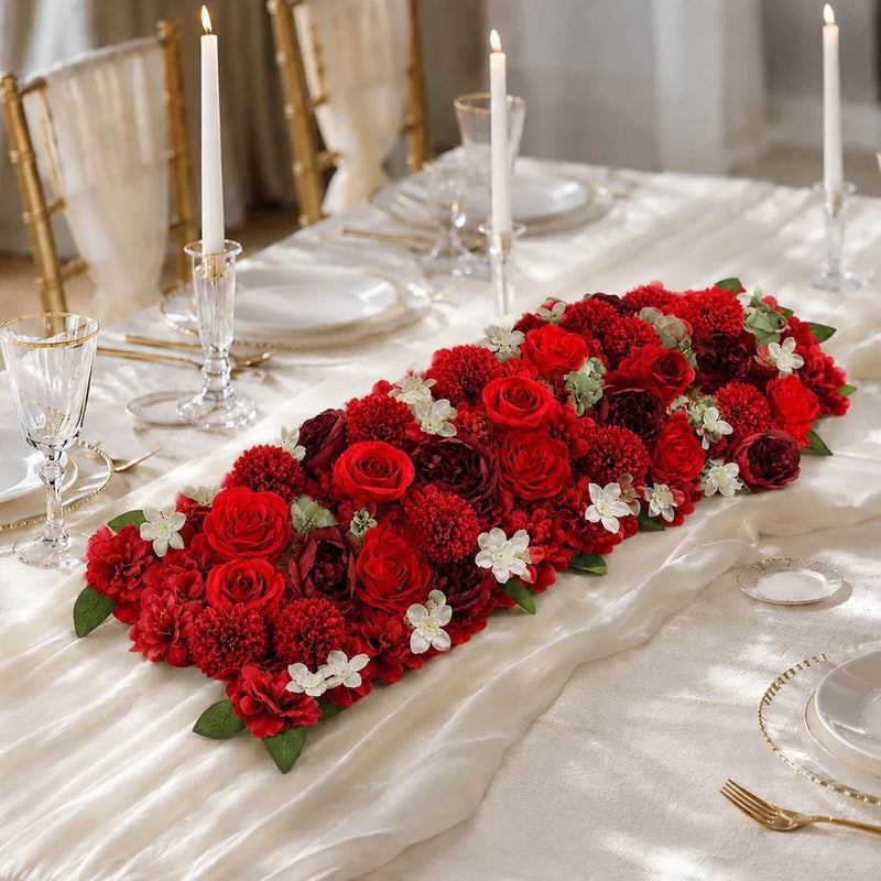 40" x 16" Pre-Arranged Silk Floral Runner Assorted Artificial Flowers