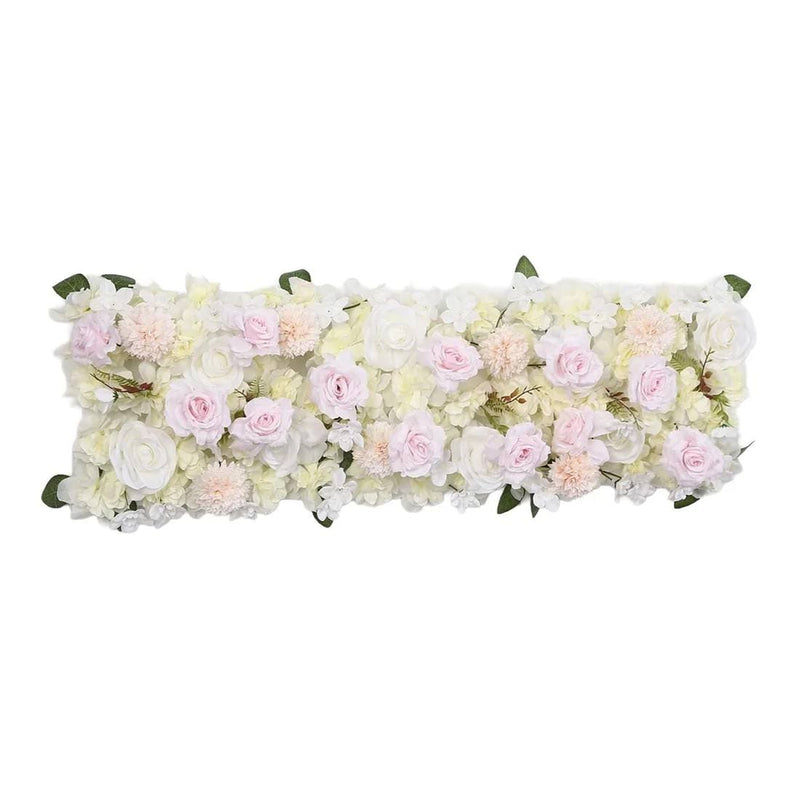 40" x 16" Pre-Arranged Silk Floral Runner Assorted Artificial Flowers ARTI_RUN_RS05_16X40_CRM