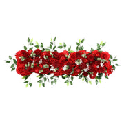 40" x 16" Pre-Arranged Silk Floral Runner Assorted Artificial Flowers ARTI_RUN_RS05_16X40_RED