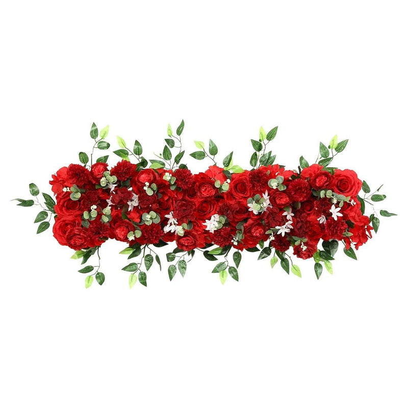 40" x 16" Pre-Arranged Silk Floral Runner Assorted Artificial Flowers ARTI_RUN_RS05_16X40_RED