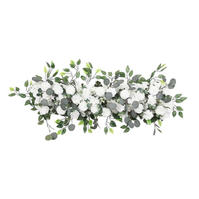 40" x 16" Pre-Arranged Silk Floral Runner Assorted Artificial Flowers ARTI_RUN_RS05_16X40_WHT