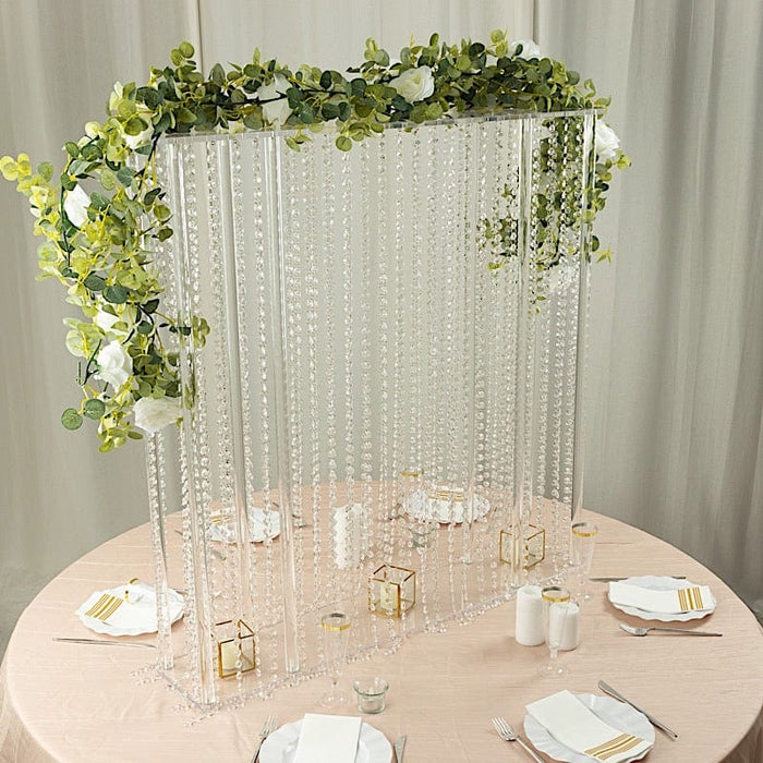 40" x 40" Acrylic Rectangular Stand with Pre-chained Hanging Crystal Beads - Clear PROP_STND_4040B_CLR