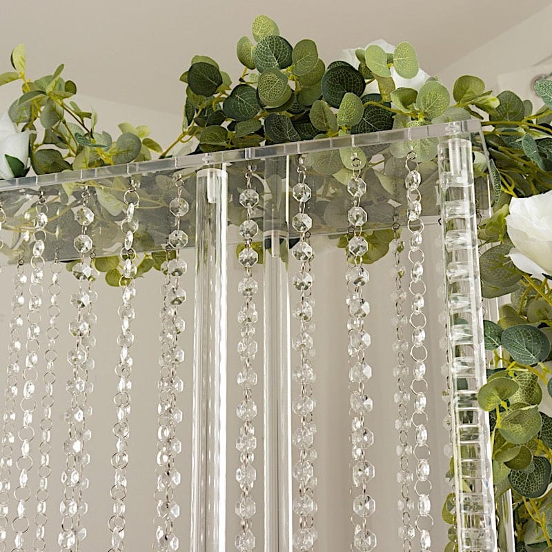 40" x 40" Acrylic Rectangular Stand with Pre-chained Hanging Crystal Beads - Clear PROP_STND_4040B_CLR