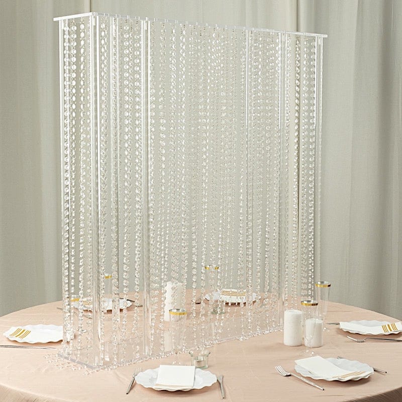 40" x 40" Acrylic Rectangular Stand with Pre-chained Hanging Crystal Beads - Clear PROP_STND_4040B_CLR