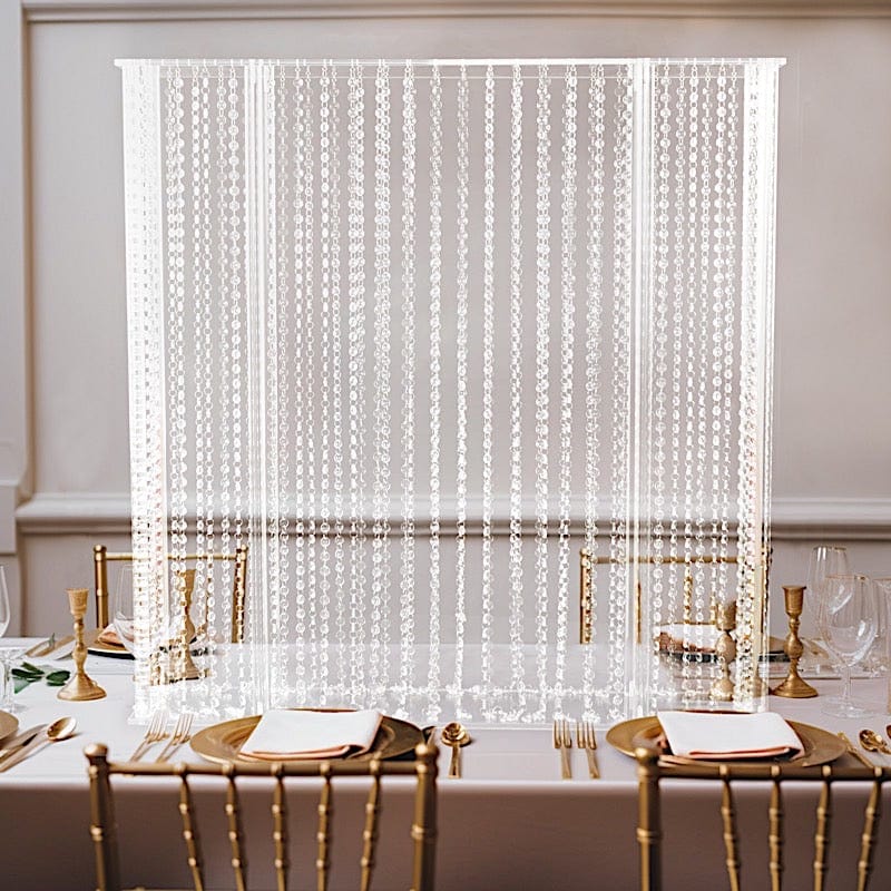 40" x 40" Acrylic Rectangular Stand with Pre-chained Hanging Crystal Beads - Clear PROP_STND_4040B_CLR