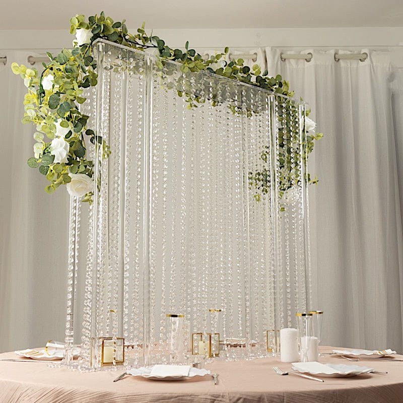 40" x 40" Acrylic Rectangular Stand with Pre-chained Hanging Crystal Beads - Clear PROP_STND_4040B_CLR
