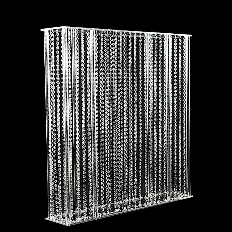 40" x 40" Acrylic Rectangular Stand with Pre-chained Hanging Crystal Beads - Clear PROP_STND_4040B_CLR