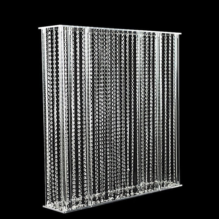 40" x 40" Acrylic Rectangular Stand with Pre-chained Hanging Crystal Beads - Clear PROP_STND_4040B_CLR