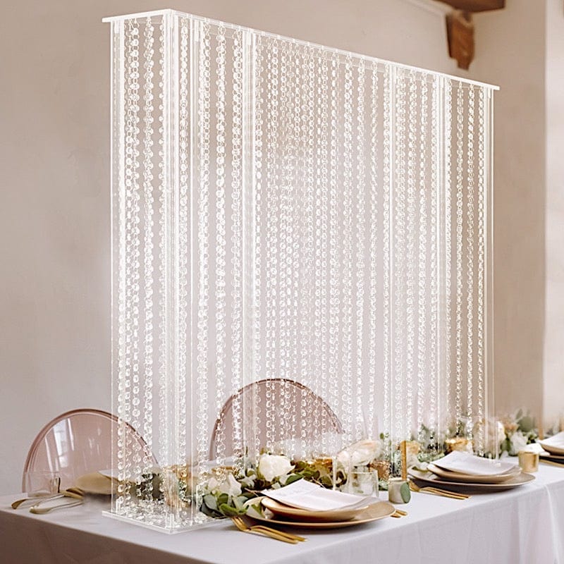 40" x 40" Acrylic Rectangular Stand with Pre-chained Hanging Crystal Beads - Clear PROP_STND_4040B_CLR