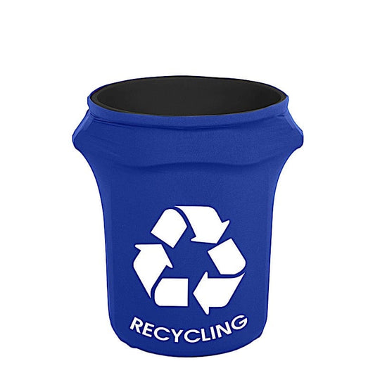 41-50 Gallons Spandex Stretch Round Trash Can Cover with Recycling Logo - Royal Blue TAB_SPX_TRSB03_ROY