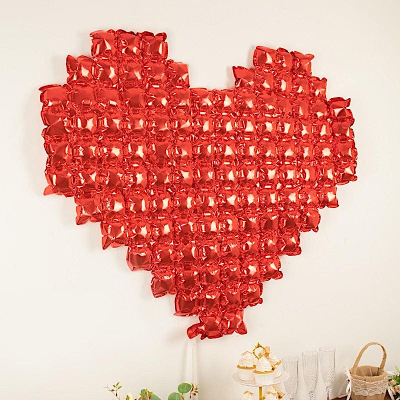 41" x 36" Metallic Heart Mylar Foil Balloon Photo Backdrop - Red BLOON_FOL0024_40_RED