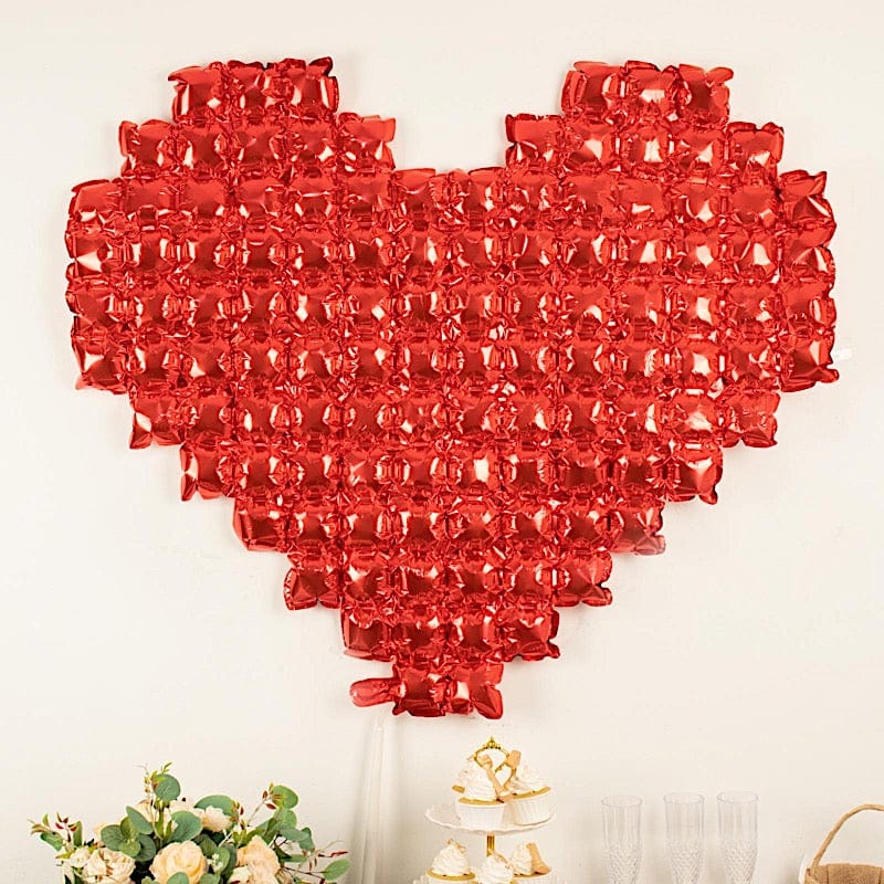 41" x 36" Metallic Heart Mylar Foil Balloon Photo Backdrop - Red BLOON_FOL0024_40_RED